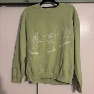 Green Skeleton Skateboard Sweater